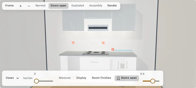 Two door fronts closing to a three-millimetre reveal